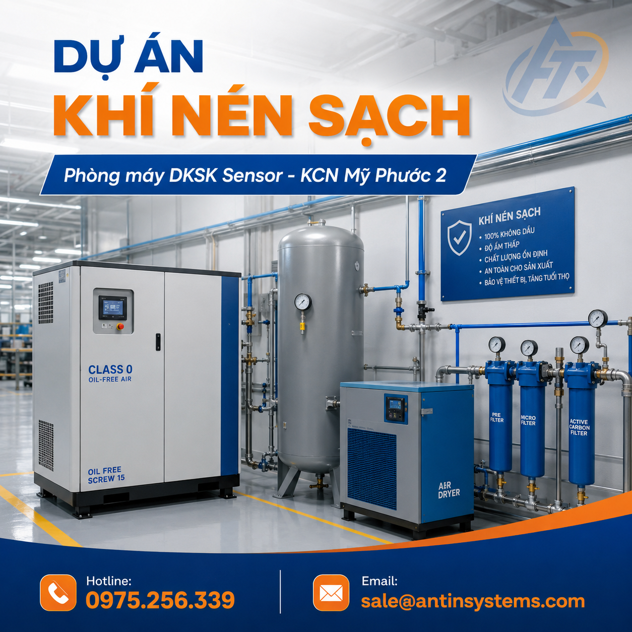 Dự án khí nén sạch phòng máy DKSK Sensor tại KCN Mỹ Phước 2