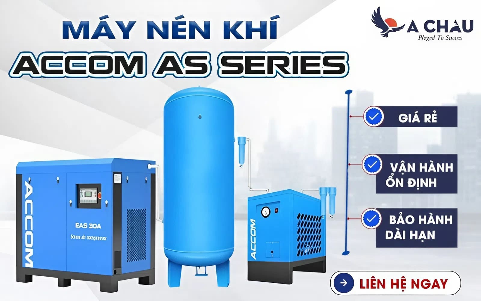  Máy nén khí ACcom EAS: Giá rẻ, vận hành ổn định, bảo hành dài hạn