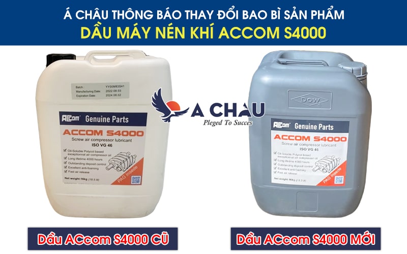  Á Châu Thông Báo Thay Đổi Bao Bì Sản Phẩm Dầu Máy Nén Khí ACcom S4000
