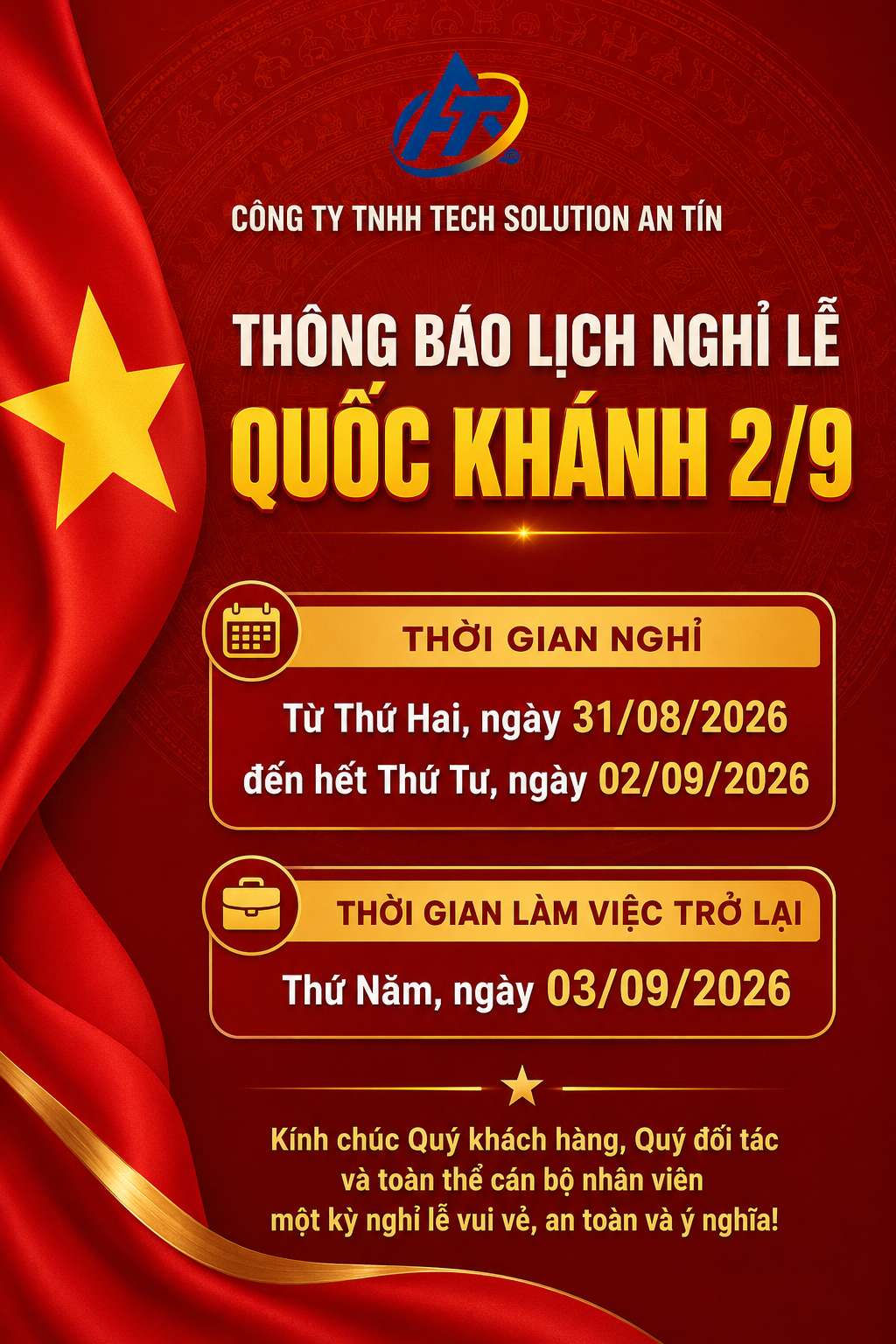 THÔNG BÁO NGHỈ LỄ